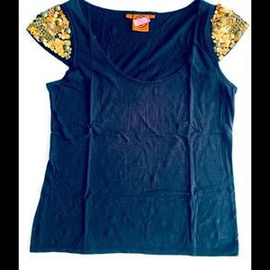 cotton blouse, sparkles on the sleeves, size P